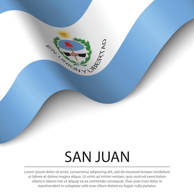 Die schwenkende flagge von san juan ist eine region argentiniens auf weißem hintergrund