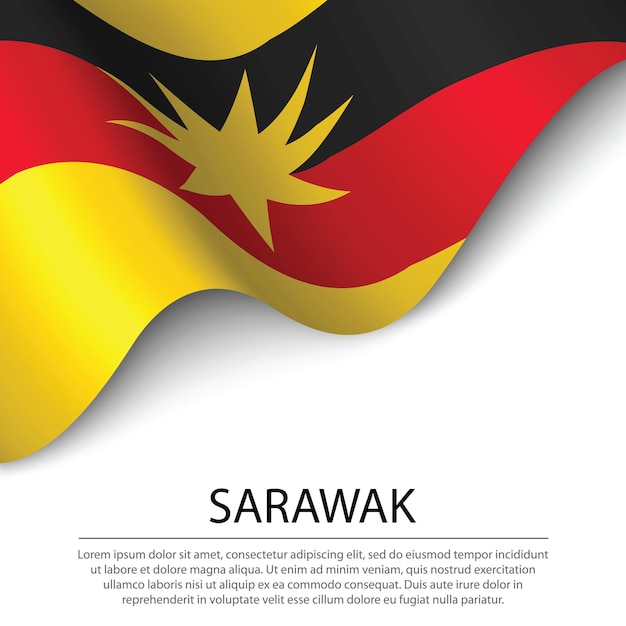 Die schwenkende flagge von sarawak ist ein bundesstaat malaysia auf weißem hintergrund