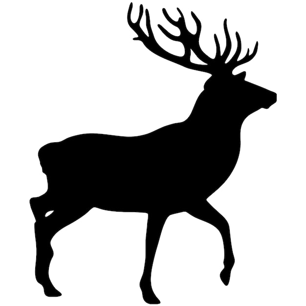 Die silhouette eines hirsches ein gehörntes tier aus dem wald elk-karibu-antilope