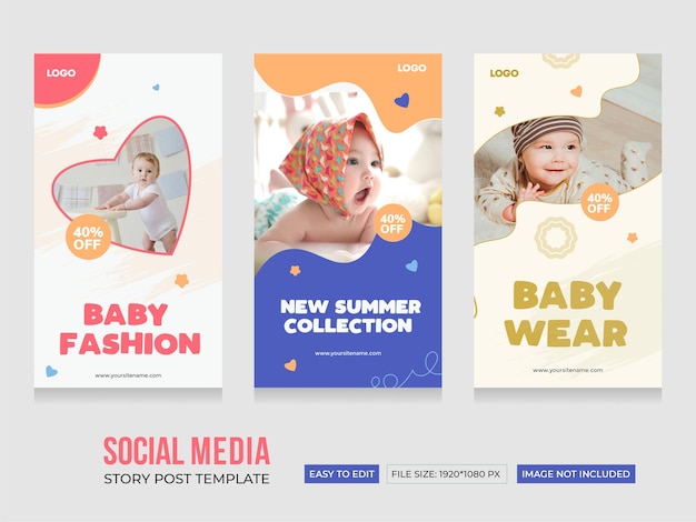 Die Social-Media-Vorlage des Babyshops Editable Super Sale bietet Instagram-Posts, Banner und Geschichten an