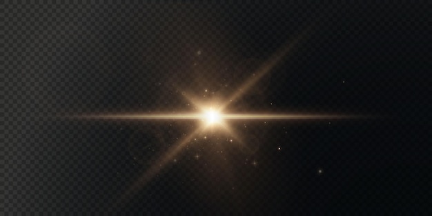 Die Sonne scheint helle Lichtstrahlen mit realistischer Blendung Weihnachtslichtsterngold.