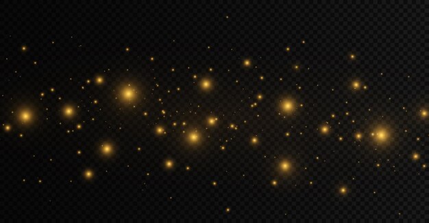 Die Staubfunken und goldenen Sterne glänzen mit speziellen hell leuchtenden gelben Bokeh-Kreisen