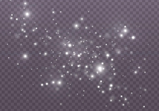 Die Staubfunken und goldenen Sterne leuchten mit besonderem Licht. Lichteffekt. Schnee. . abstrakt. Magisches Konzept. Abstrakter Hintergrund mit Bokeh-Effekt.
