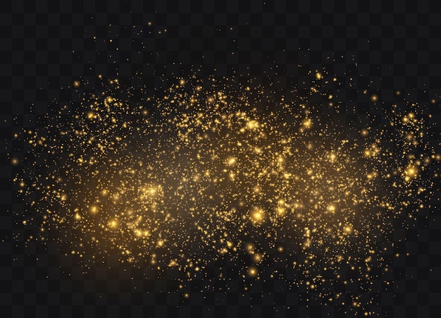 Die Staubfunken und goldenen Sterne leuchten mit besonderem Licht Schöne Lichtblitze Funkelnde magische Staubpartikel Vektorillustration