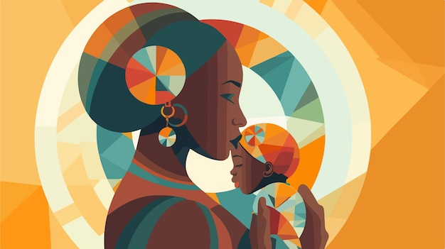 Die Vitalität einer einheimischen afrikanischen Mutter in künstlerischer Form