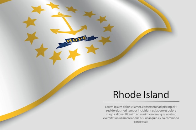 Die wellenflagge von rhode island ist ein bundesstaat der vereinigten staaten banner- oder bandvektorvorlage