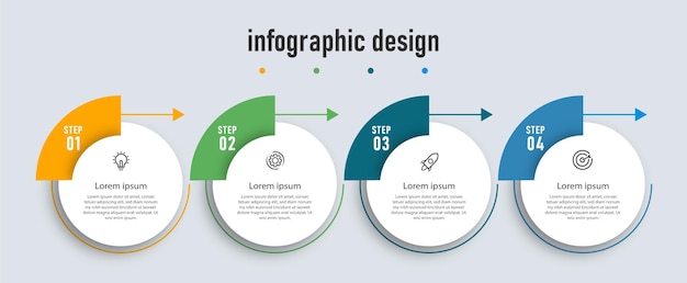 Die zeitleiste einer business-infografik-vorlage mit 4-schritte-optionen kann für workflow-diagramme verwendet werden