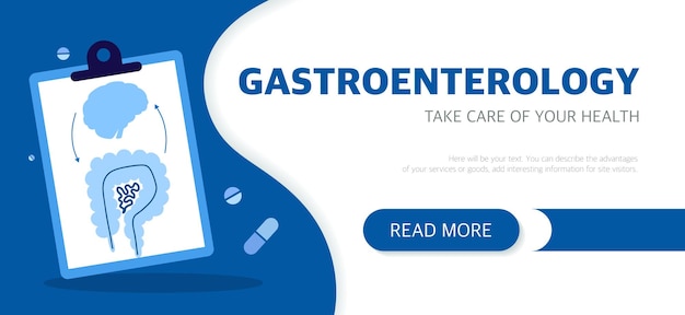 Die zielseite der gastroenterologen-website ist das konzept von medizin und gesundheit vector