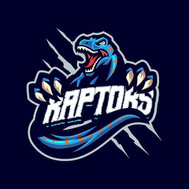 Vektor dies ist das raptors mascot logo. dieses logo kann für sport-, streamer-, gaming- und esport-logos verwendet werden.