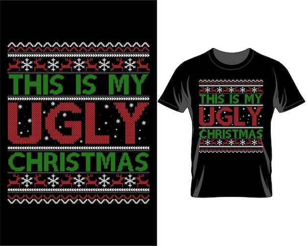 Dies ist mein hässlicher Weihnachtszitat-T-Shirt-Designvektor