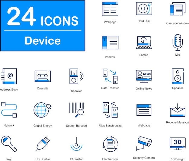 Dies sind 24 wunderschöne kleine pixelperfekte Device-Vektor-Ikonen