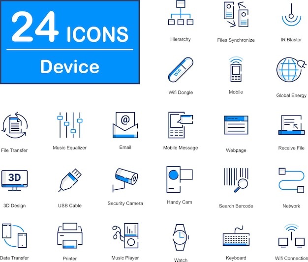 Dies sind 24 wunderschöne kleine pixelperfekte Device-Vektor-Ikonen