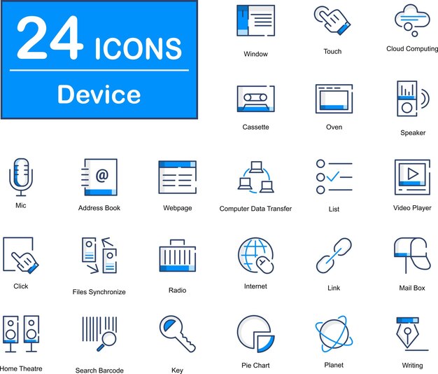 Dies sind 24 wunderschöne kleine pixelperfekte Device-Vektor-Ikonen