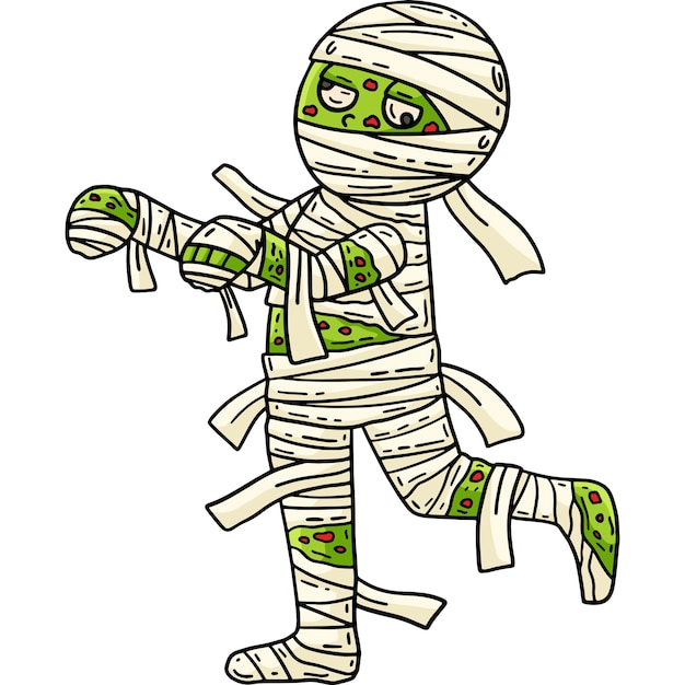 Vektor dieser zeichentrick zeigt eine zombie-mummie-illustration