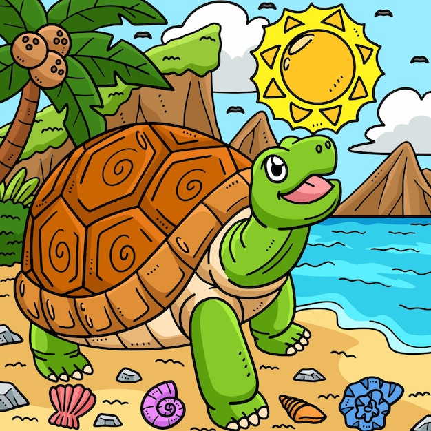 Vektor dieser zeichentrickfilm zeigt eine illustration von summer turtle playing