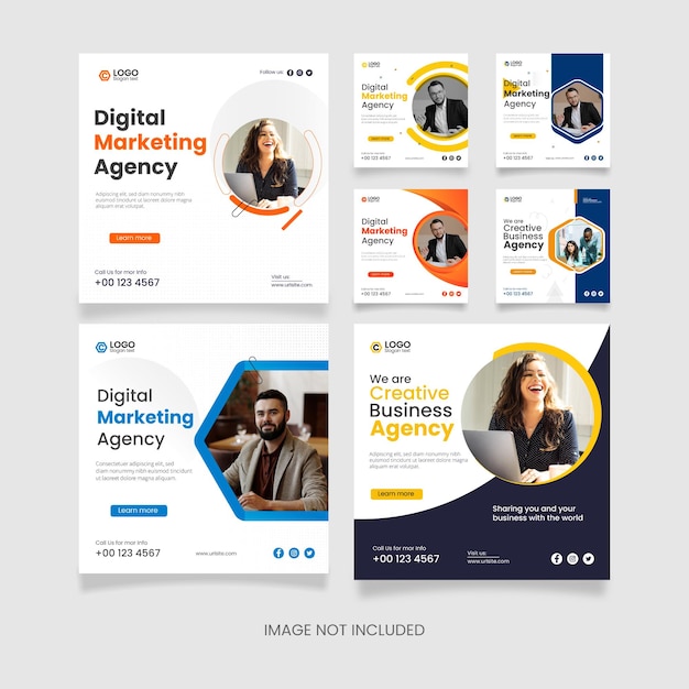 Digital business marketing agentur und corporate business social media post template collection