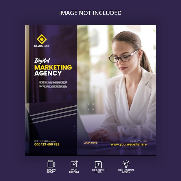 Digital business marketing agentur und corporate instagram post banner oder social media post vorlage