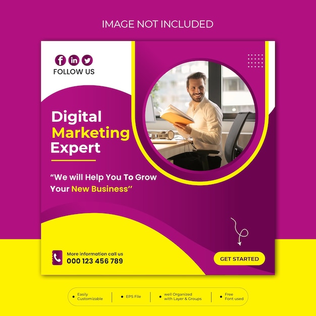 Digital Business Marketing Social Media und Instagram-Post-Banner-Vorlage