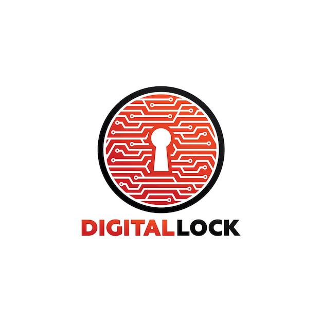 Digital lock logo template design vektor, emblem, designkonzept, kreatives symbol, icon