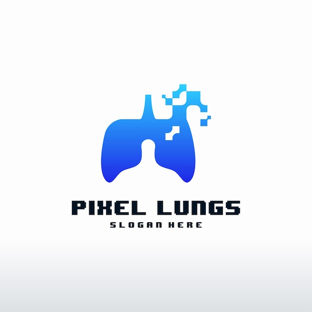 Digital lungs, pixel lungs logo entwirft konzept, designkonzept, logo, logotyp-element für vorlage