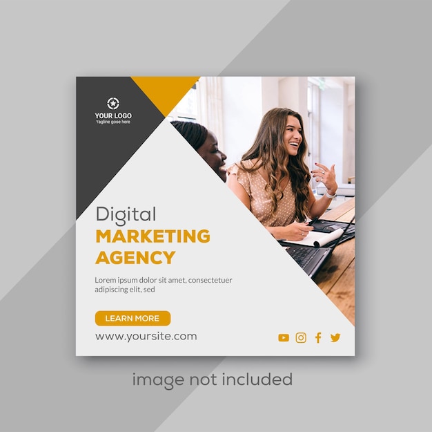 Digital marketing agency und corporate social media post oder square web banner vorlage