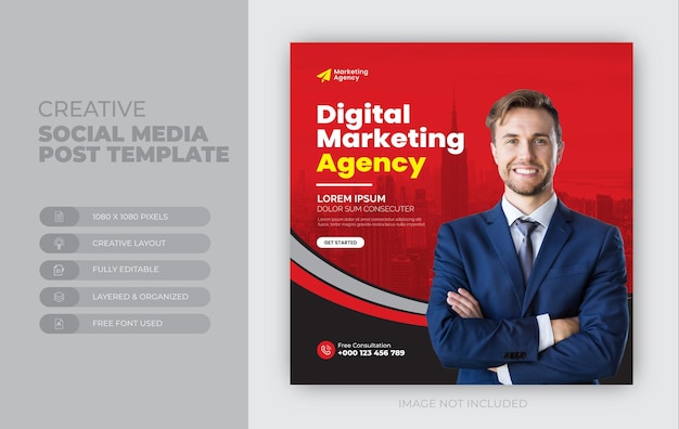 Vektor digital-marketing-agentur-corporate-social-media-post-vorlage eps