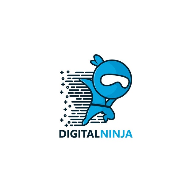 Digital ninja logo template design vektor, emblem, designkonzept, kreatives symbol, icon