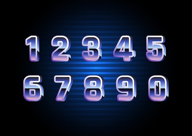 Digital retro futuristic number set