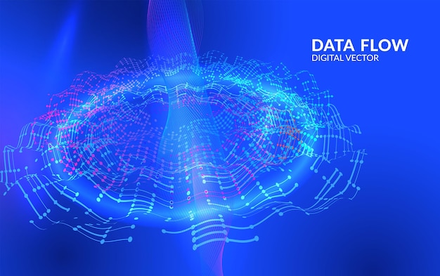 Digital stream of binary data forming futuristic wave Concept of big data analytics data transfer and global data visualization