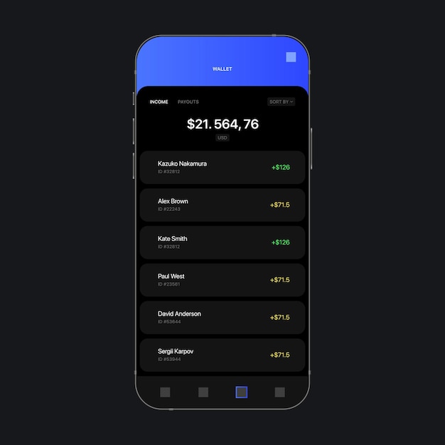 Digital wallet ui-bildschirmkonzept. eingehende zahlungen. analytics-app. vektorillustration