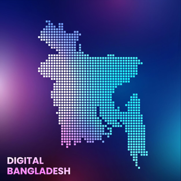Vektor digitale bangladesch-technologiekarte mit hintergrund