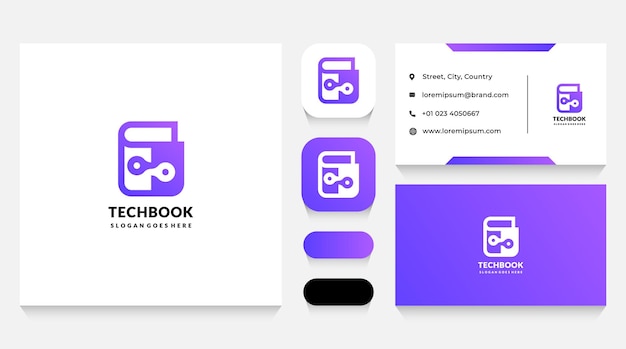 Digitale buch-logo-vorlage und visitenkarte