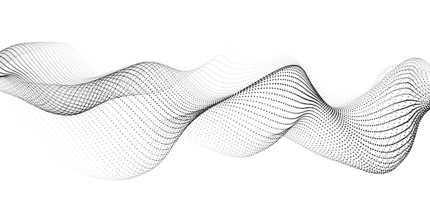 Digitale dynamische Welle von Teilchen Vektorabstrakt weißer futuristischer Hintergrund Big Data-Visualisierung