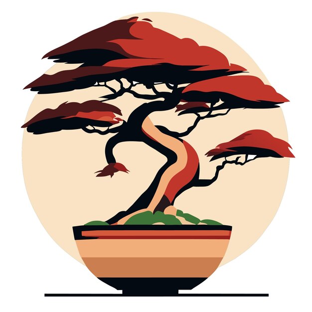 Vektor digitale flache kunst isolierte bonsai-baum-vektorgrafik