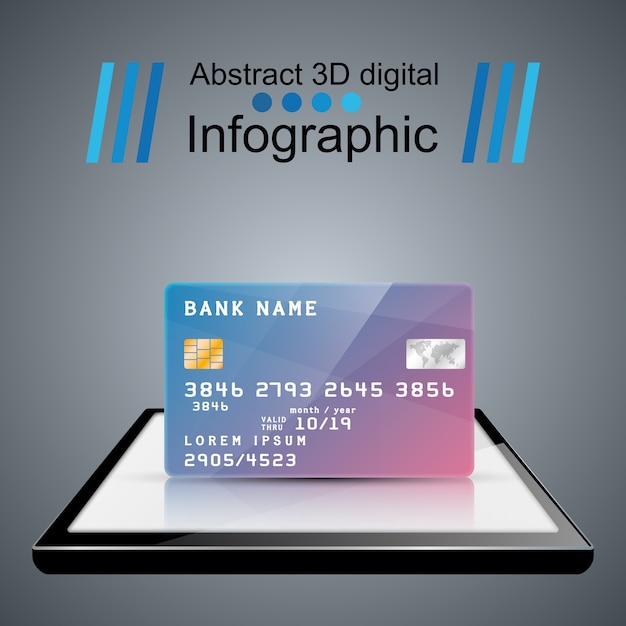 Digitale gadget-ikone der bankkarte smartphone