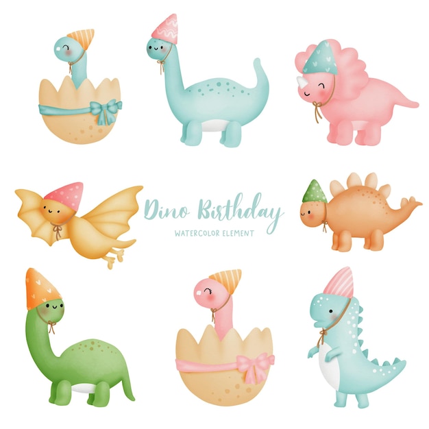 Digitale Malerei Aquarell Dinosaurier Geburtstagsparty