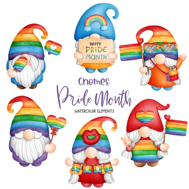 Digitale Malerei Aquarell Stolz Gnome Elemente LGBT Gnome