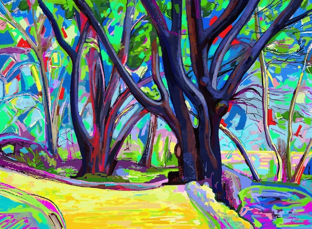 Digitale Malerei der Frühlingslandschaft