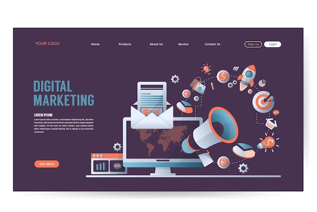 Vektor digitale marketing-landingpage