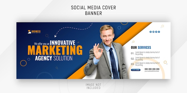 Digitale Marketingagentur und innovative Lösungen für Unternehmen Facebook Cover Design Vorlage