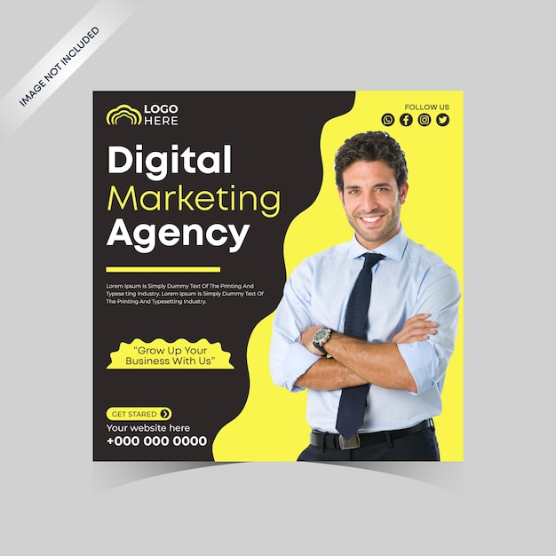 Digitale Marketingbeiträge, Corporate-Business-Beitragsbanner und quadratische Beitragsvorlage für Marketingagenturen