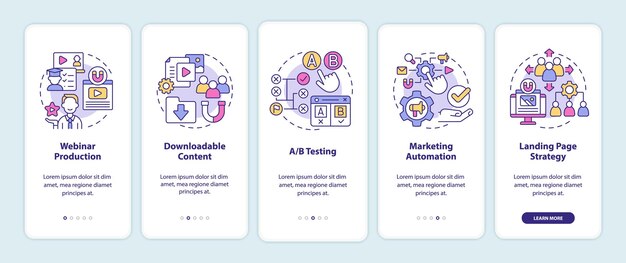 Digitale marketingstrategien beim onboarding des mobilen app-bildschirms