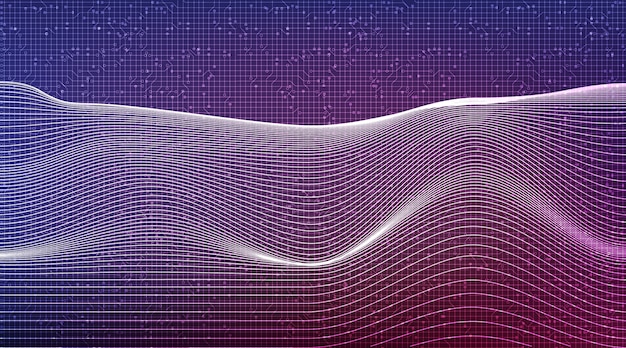 Digitale schallwelle auf dynamischem technologiehintergrund