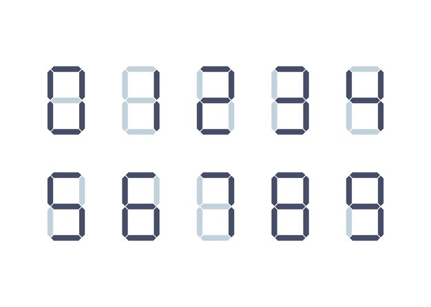 Vektor digitale schriftartnummern von 0 bis 9 auf weißem hintergrund