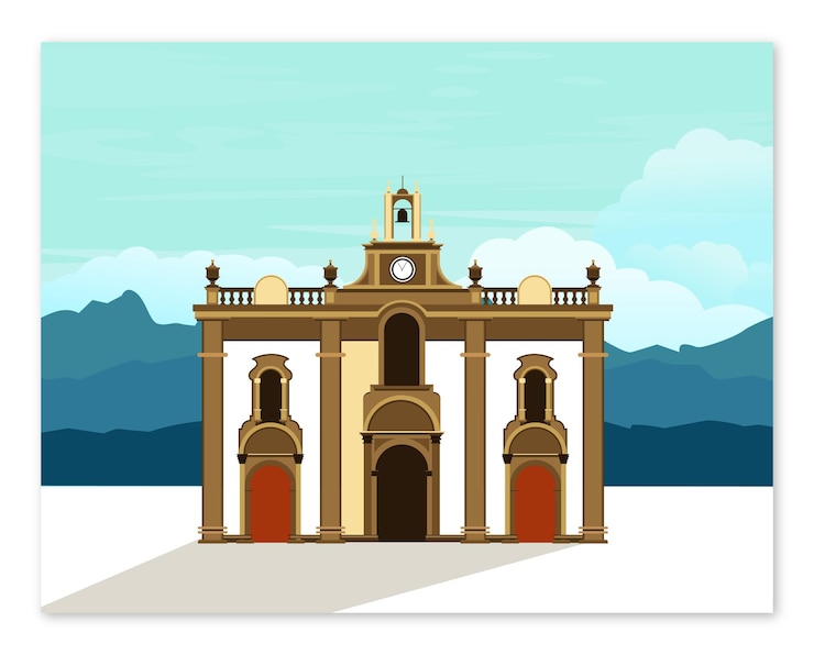 Vektor digitale vektorillustration einer dorfkirche im gran canaria-stil