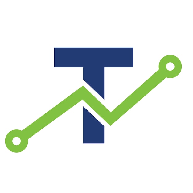Digitaler Buchstabe T-Technologie-Symbol-Logo-Design, Geschäftsinvestition, Finanzlogo auf Buchstabe T-Vorlage