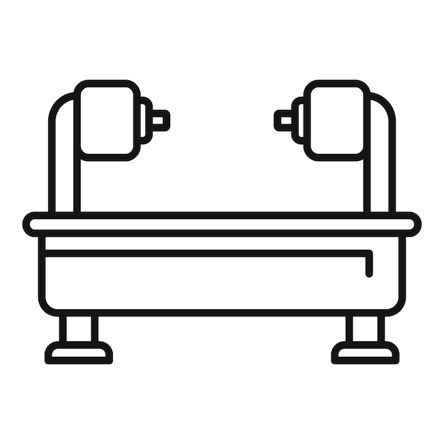 Vektor digitaler cnc-maschinen-icon-umrissvektor drehmaschine aus stahl