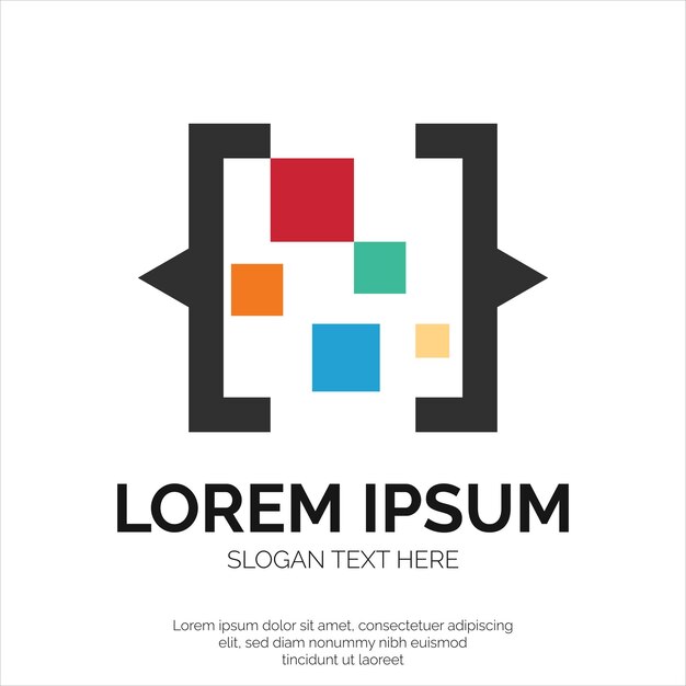 Digitaler Code und farbenfrohes Logodesign