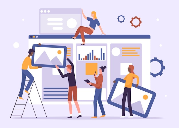 Digitaler Content-Building-Prozess Marketing und Programmierung von Website-Schnittstellen durch Builders