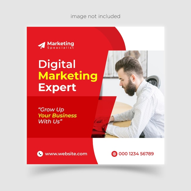Digitaler Geschäftsmarketing Social-Media-Post und Web-Banner